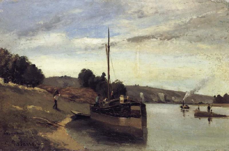 Camille Pissarro Barge on the Seine Peniche sur la Seine Sweden oil painting art